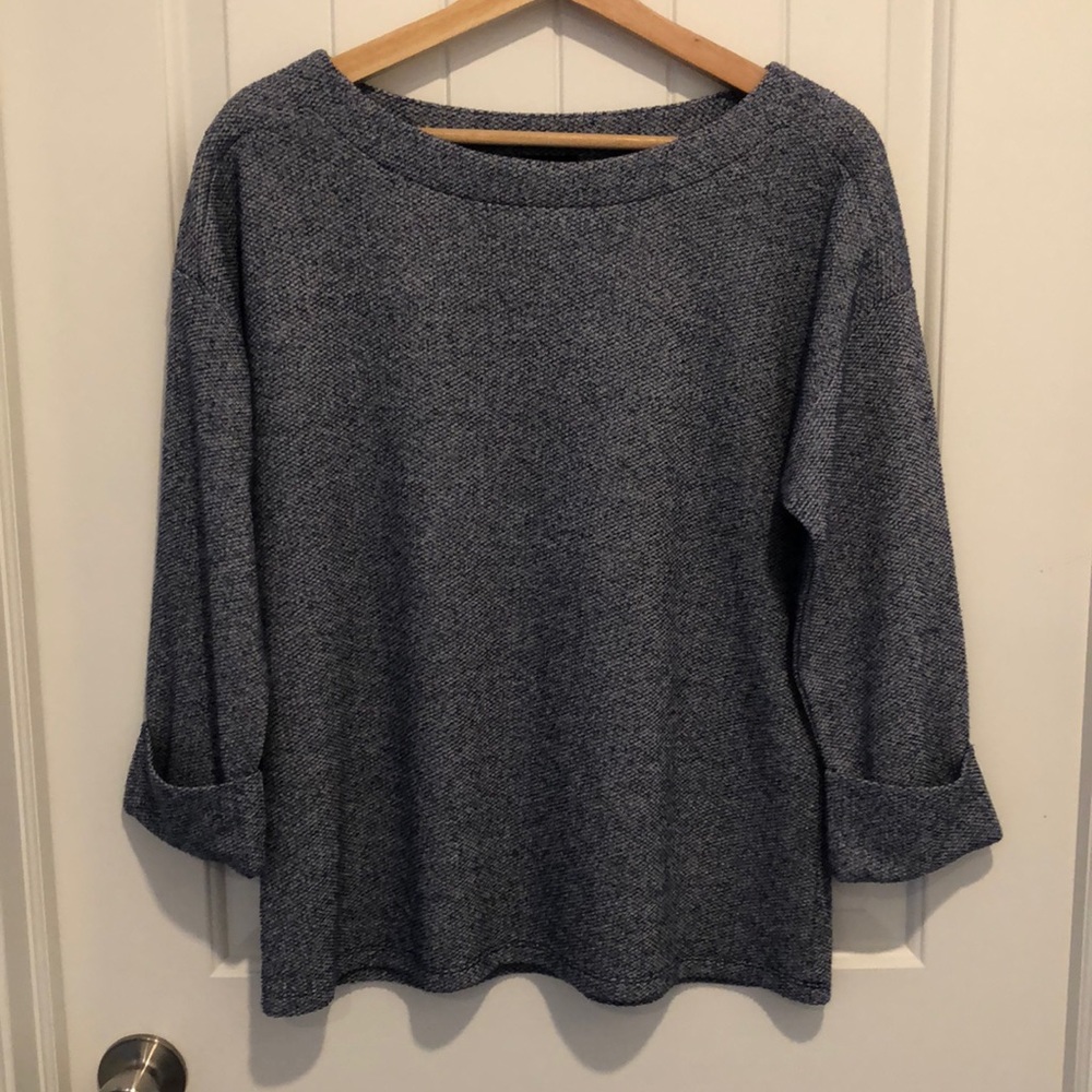 Talbots Blue/White Rolled Cuff Sweater Large